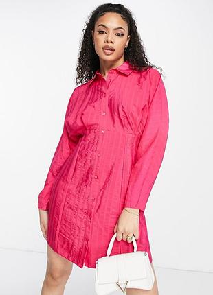 Яркое платье-рубашка фуксия asos с широкими рукавами!