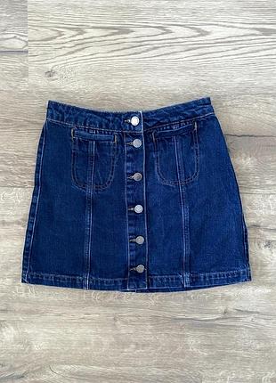 Джинсова міні спідниця на ґудзиках topshop