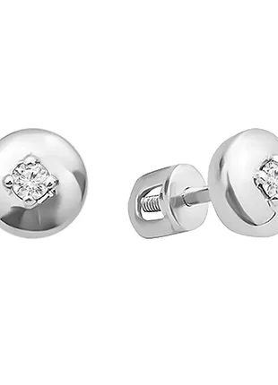 Серебряные серьги-пусеты с бриллиантами