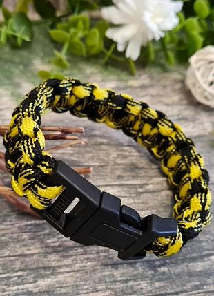 🔺🏕🧗‍♂️ мужской браслет выживание паракорд черный с желтым