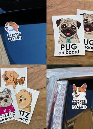 Стикер на авто собака в машині dog on board