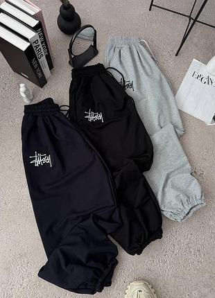 Трендові оверсайз джогери з вишивкою stussy