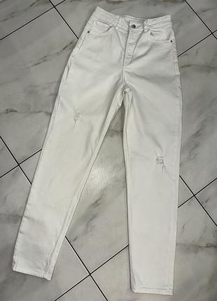 Стильные белые женские джинсы мом h&m s (40-42)