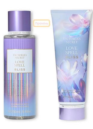 Набір love spell bliss victoria’s secret: спрей-міст для тіла + лосьйон