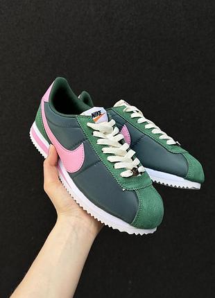 Брендові кросівки nike cortez green/pink