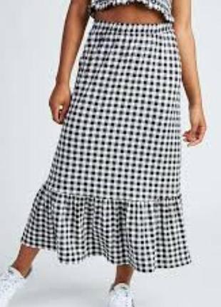 Натуральная юбка в клетку 46-50