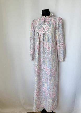 Triumph макси ночнушка домашнее платье винтаж ретро 80е пижама рюши в цветочек романтичная