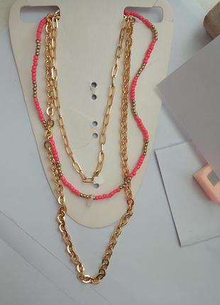 Багатошарове кольє ланцюжка "trendz" 3 в 1