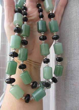 Массивное колье из натурального зеленого авантюрина