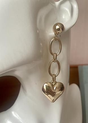 River island сережки сердечки ланцюжки золотисті