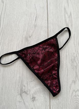 Чорно - рожеві стрінги