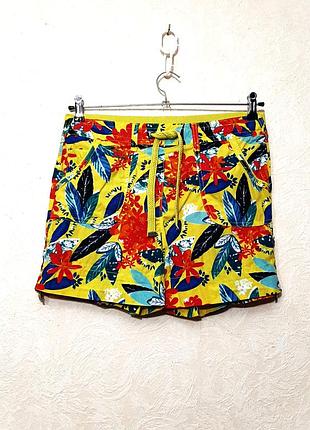 George шорты жёлтые цветочные голубые/красные короткие летние женские на резинке в поясе сзади