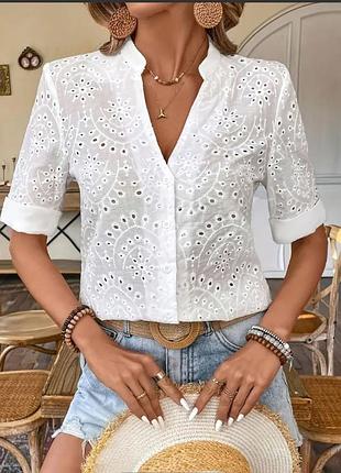 Блузка летняя, женская, хлопок прошва 46 р