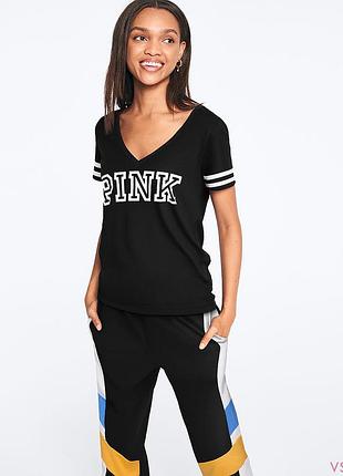 Футболка victoria secret black pink top - size xs