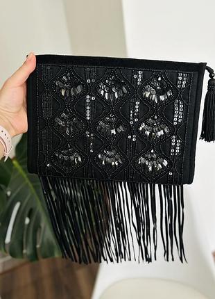 Жіночий клатч сумочка з бахромою і бісером