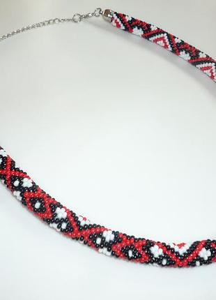 Українське намисто вишиванка червона , handmade, етнічна прикраса, національна символіка