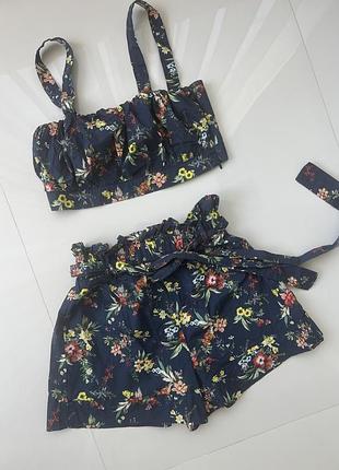 Bershka костюм топ шорти коттон s