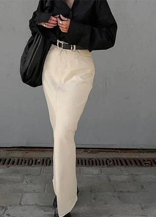 Спідниця з розрізом спереду літо беж