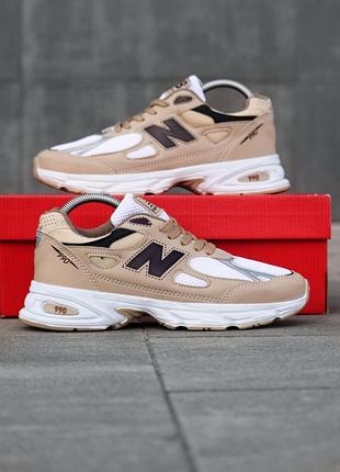 Летние кроссовки new balance цвет бежевый/белый