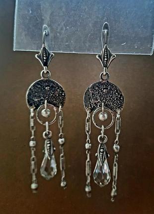 Дизайнерские серебряные 925 сказочные серьги с горным хрусталем единственный экземпляр