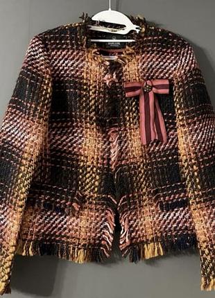 Стильний твідовий жакет. брендовий жакет жіночий. твідовий жакет