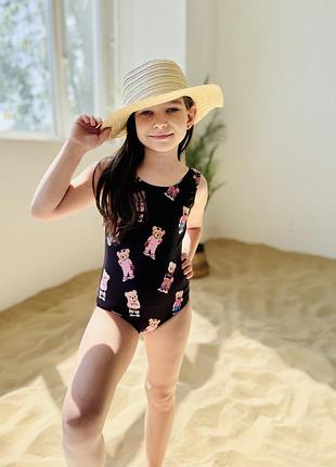 Детский слитный купальник с рисунком трендовых медвежонок