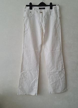 Белые коттоновые прямые брюки