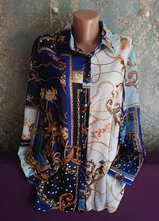 Красивая блуза в стиле versace большой размер батал 52 /54 блузка