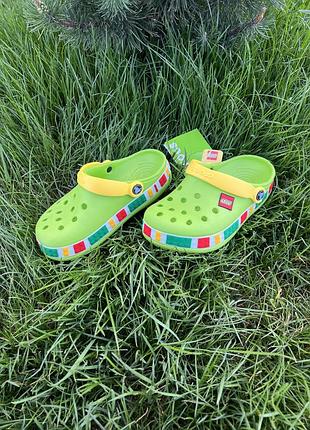 Дитячі крокси лего сабо зелені. дитячі crocs lego шльопанці. зелені крокси дитячі