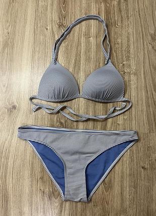 Купальник голубой в белую полоску primark