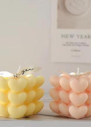 Силиконовая форма куб( сердечки)