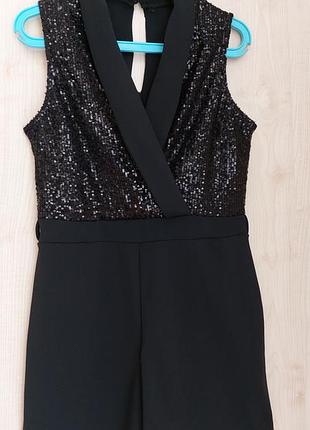 Комбинезон нарядный чёрный блестящий на праздник, на выпускной, на вечеринку