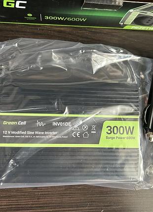 Інвертор чистий синус green cell 12v до 230v 300w / 600w