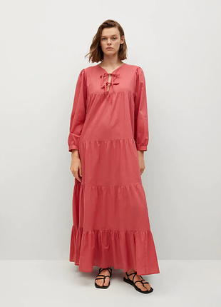 Нове довге бавовняне плаття із зав'язками mango