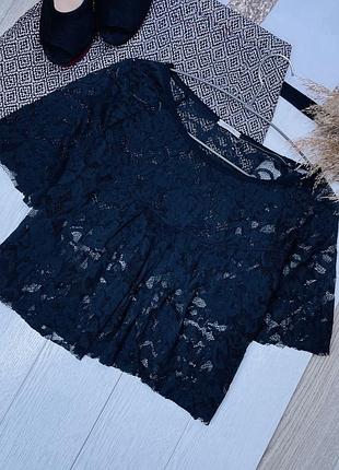 Чорна коротка блуза intimissimi s блуза мереживна літня блуза ажурна