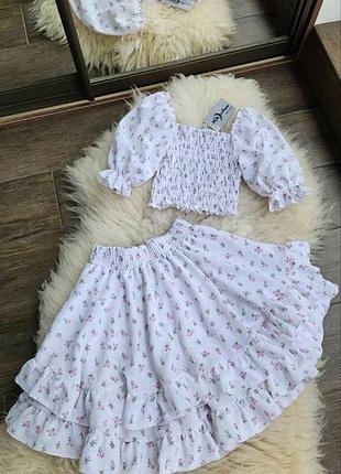 Муслиновый костюм, топ и юбка