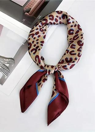 Сатиновая женская шаль платок палантин шарф графический принт леопард искусственный шелк