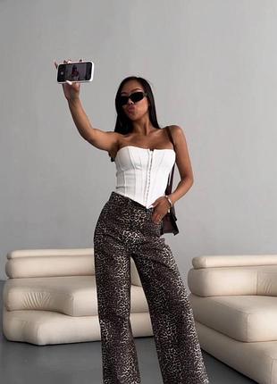 Трендовые джинсы палаццо леопард, плотный турецкий джинс (ткань не тянется) 42, 44, 46