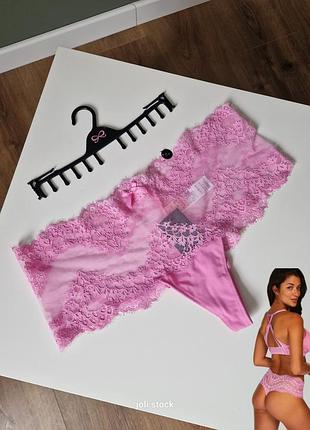 Розовые стринги боксеры танга кружевные hunkemoller 1669 44 46 2xl 3xl