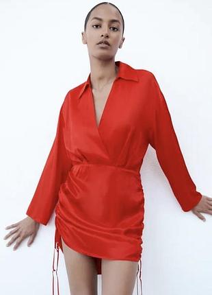 Платье zara с драпировкой, р.m