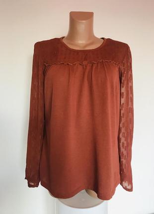 Шикарная стильная брендовая натуральная блуза цвета корицы с блестящим принтом🤎