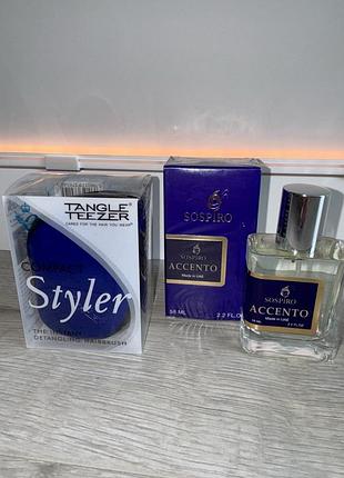 Набір парфумований 2в1💙парфуми з розкішним шлейфом accento+гребінець tangle teezer