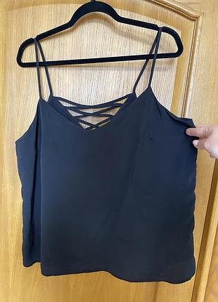 Чёрная тонкая прямая майка 50-52 р