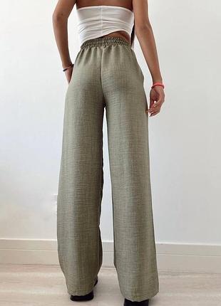 Жіночі оливкові лляні штани батал