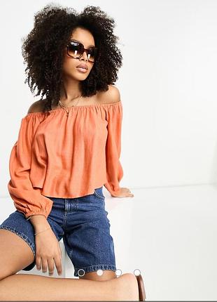 Топ с льном, льняной топ свободного фасона с длинными рукавами