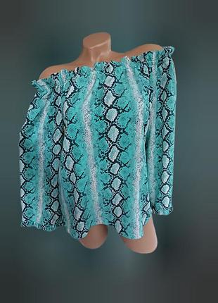 Блузка женская с открытыми плечами змеиный принт