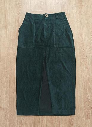 Зеленая вельветовая юбка goldi 🌿💚 р. s