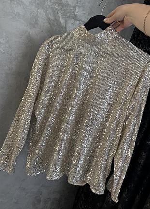 Нарядна блискуча блуза з паєтками h&m