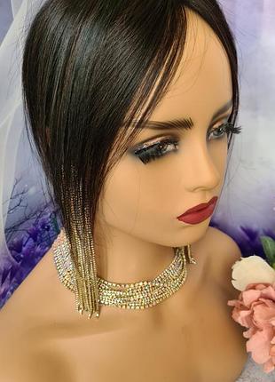 Накладка топер челка макушка 100% натуральгый волос.