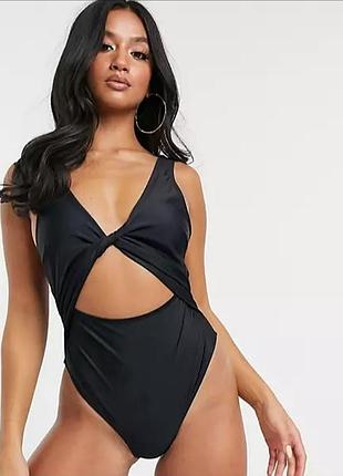 Відрядний суцільний купальник чорний asos